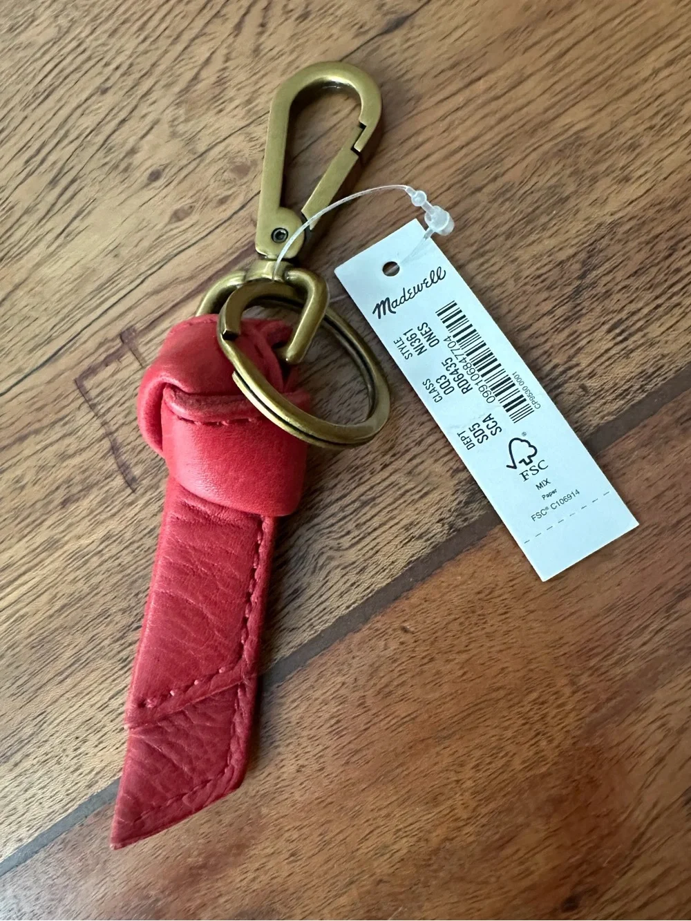 ☀️ New! MADEWELL Sydney Key Fob — Rosy Hibiscus Leather Keychain